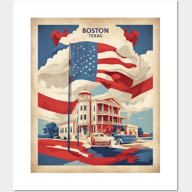 Boston Texas States of America Tourism Vintage Poster Wall Art by TravelersGems